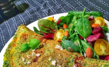 Spinatomelet med bladsalat og tomat » Sund opskrift på omelet