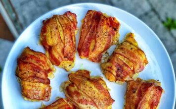 Kylling med bacon og ost i ovn/airfryer » Nem opskrift med flødeost