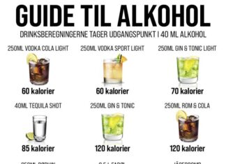 DIN SLANKEGUIDE OVER KALORIER I ALKOHOLISKE DRINKS