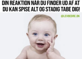 Glad baby som symbol på overraskelsen ved at opdage, man kan spise alt og stadig tabe sig