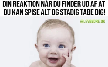 Glad baby som symbol på overraskelsen ved at opdage, man kan spise alt og stadig tabe sig